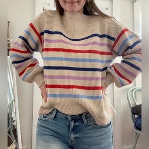 Ann Taylor Striped Boatneck Sweater XL